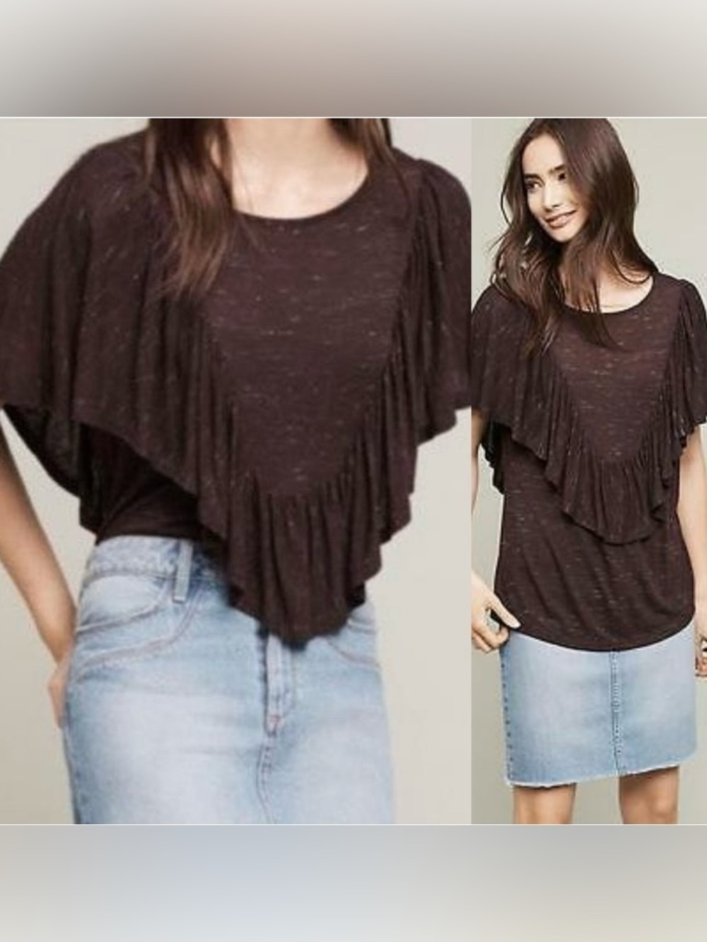 Anthropologie Dolan Left Coast Collection Delon Ruffle Shirt Size Medium
